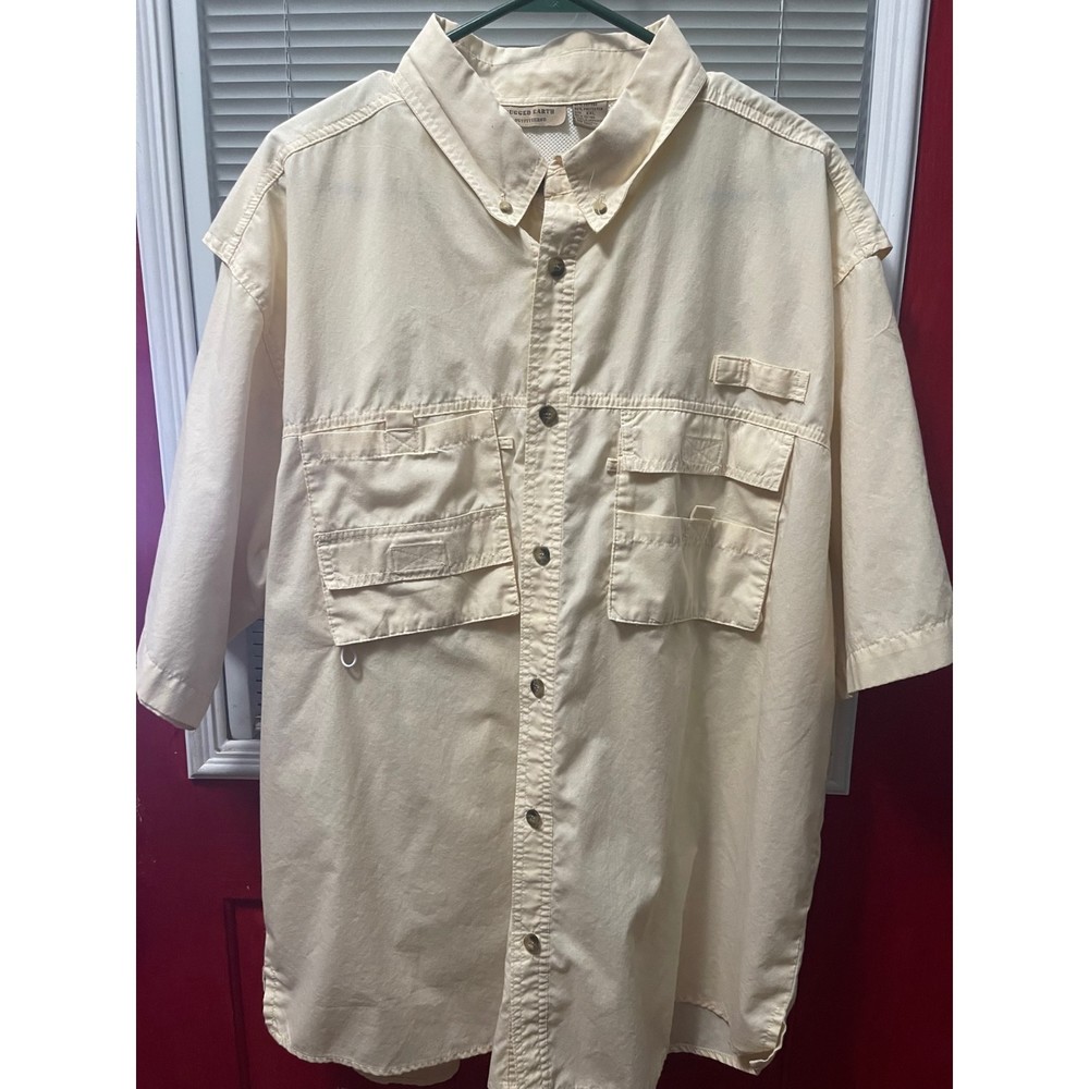 Rugged Earth Outfitters Men's Fishing Shirt Yellow Vented Short Sleeve XXL